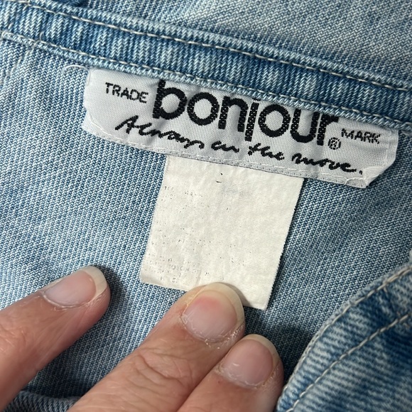 Vtg 90s Bonjour Floral Denim Overalls Dress Size Small ! - Picture 4 of 5